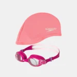 Speedo Junior Polyester Cap Pink and Goggles